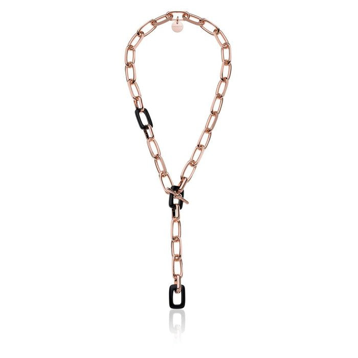 Natural black onyx and forzatina chain necklace