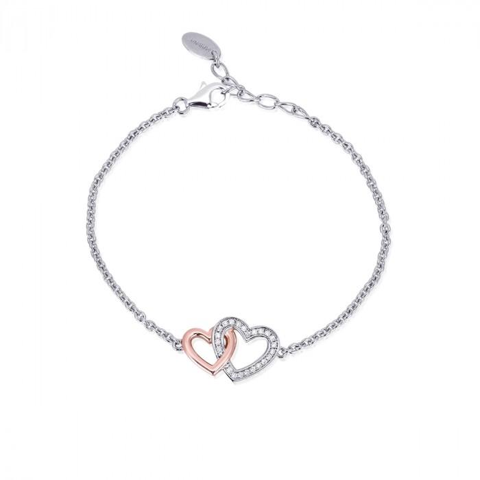 Bracciale armbander cuori bicolore intreccio strass - gioielleriaperdichizzi.it