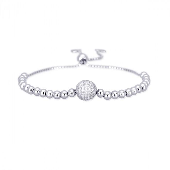 Bracciale pallini silver centrale sfera strass - gioielleriaperdichizzi.it
