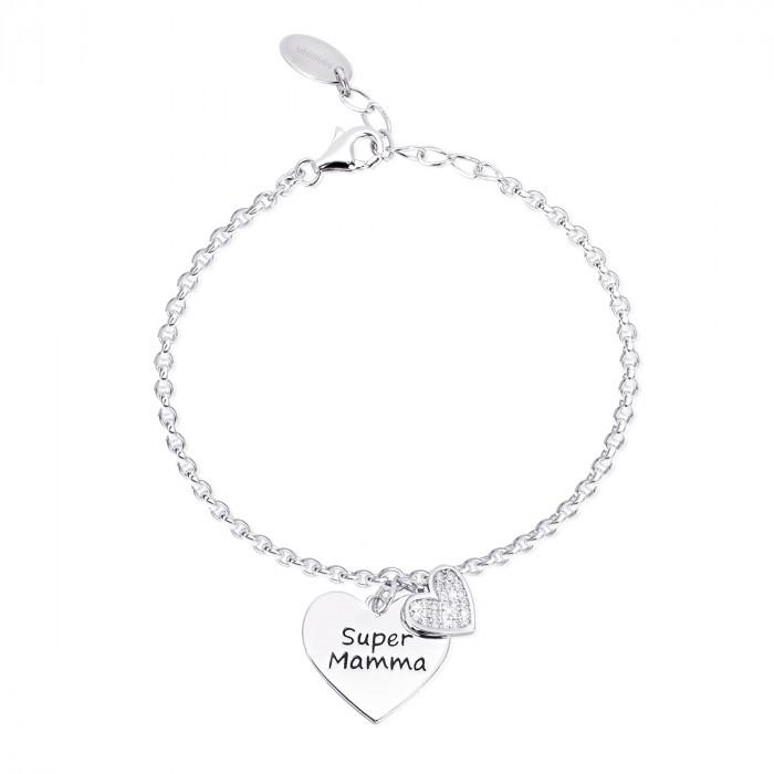 Bracciale catena pendente cuore inciso " super mamma" - gioielleriaperdichizzi.it