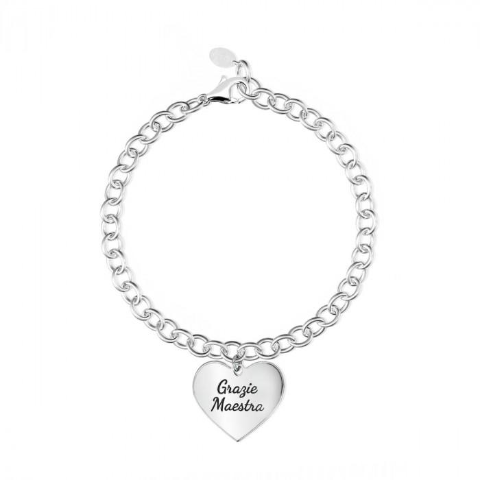 Bracciale pendente cuore inciso grazie maestra - gioielleriaperdichizzi.it