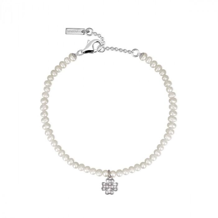 Bracciale perline pendente quadrifoglio strass - gioielleriaperdichizzi.it
