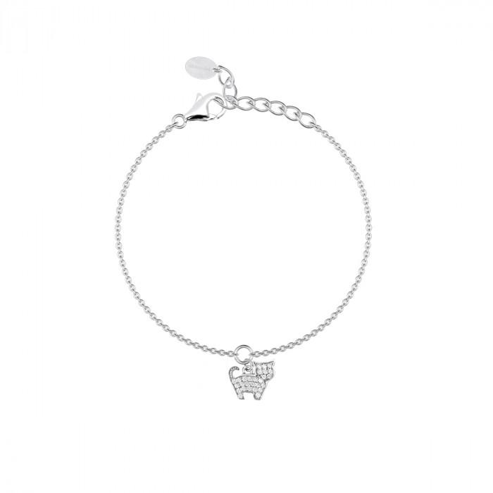 Bracciale armbander centrale gatto zirconi - gioielleriaperdichizzi.it