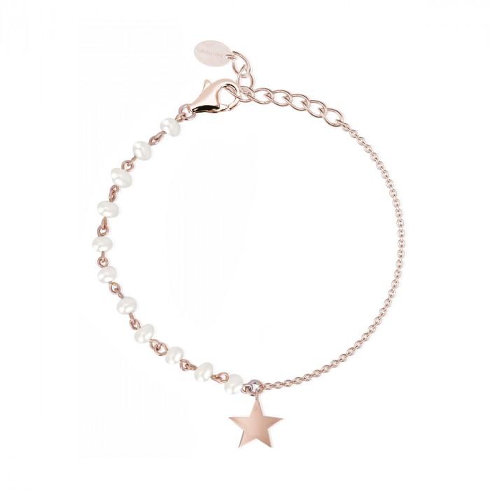 Bracciale rosè perline pendente stella - gioielleriaperdichizzi.it
