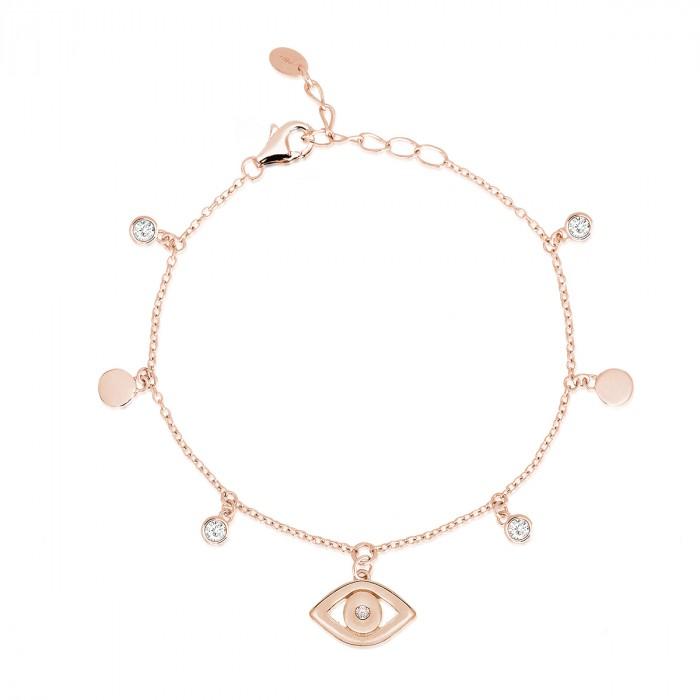 Bracciale armbander rosè pendente occhio - gioielleriaperdichizzi.it