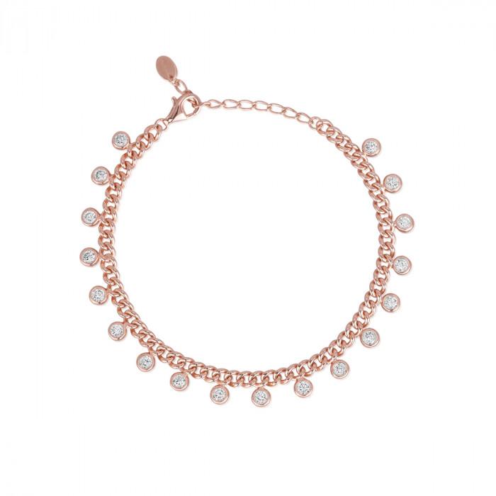 Bracciale rosè grumetta pendenti cerchi zirconi - gioielleriaperdichizzi.it