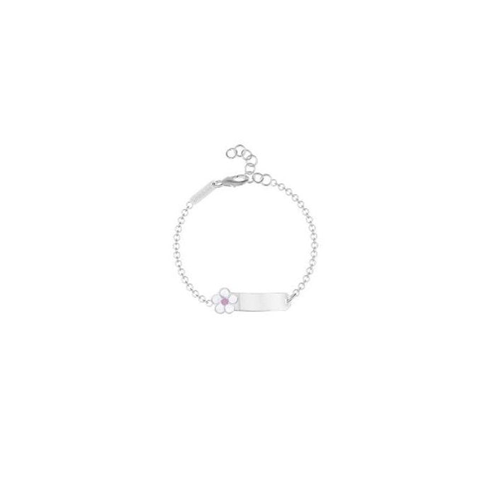 BRACELET FLEUR AVEC PLAQUE GRAVABLE