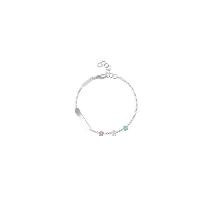 BRACELET FLEUR AVEC PLAQUE GRAVABLE