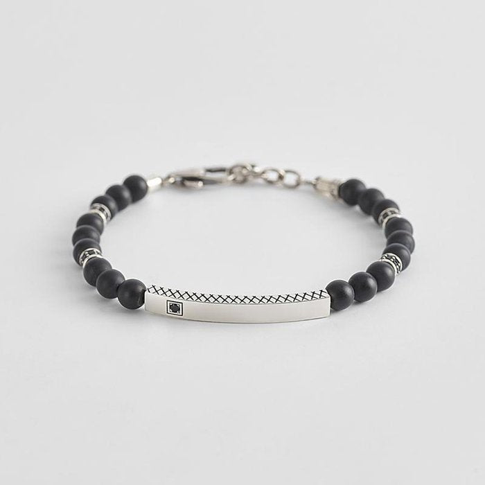 AGATE AND SILVER BRACELET