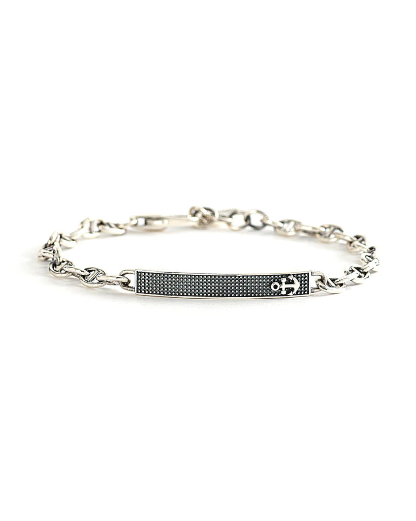 BRACELET CROIX AVEC PLAQUE CLOUTÉE ET ANCRE