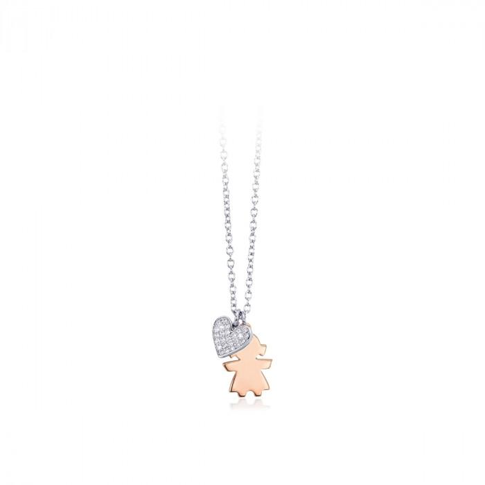 Girocollo halsketten pendente bimba rosè cuore zirconi - gioielleriaperdichizzi.it