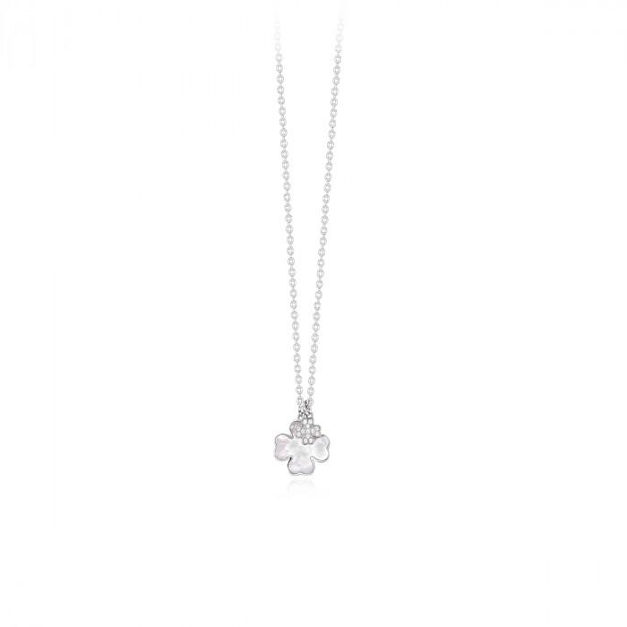 Girocollo halsketten pendente doppio quadrifoglio m/perla zirconi - gioielleriaperdichizzi.it