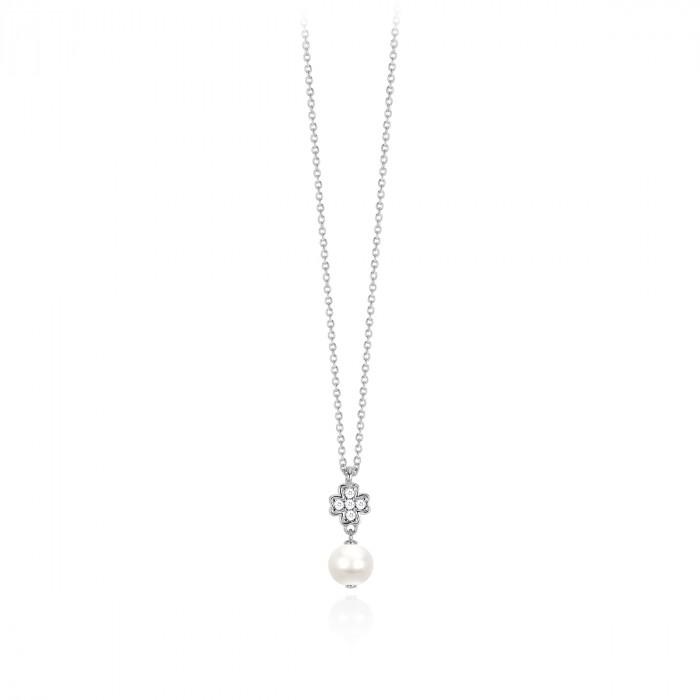Girocollo halsketten pendente quadrifoglio strass + perla - gioielleriaperdichizzi.it