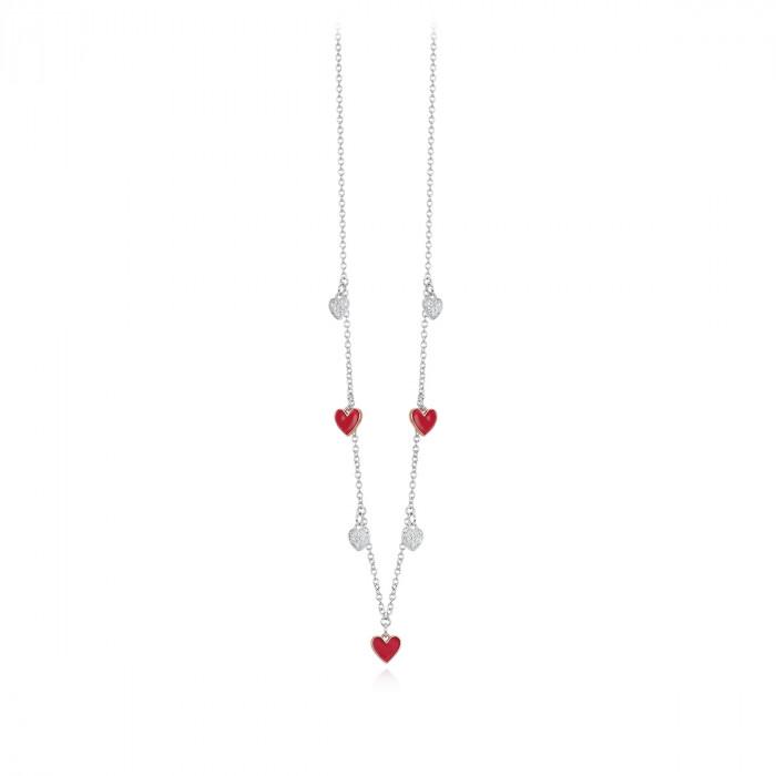 Girocollo pendenti cuori bicolore zirconi - gioielleriaperdichizzi.it