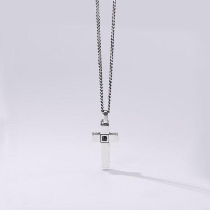 COLLIER CROIX EN PIERRE NOIRE