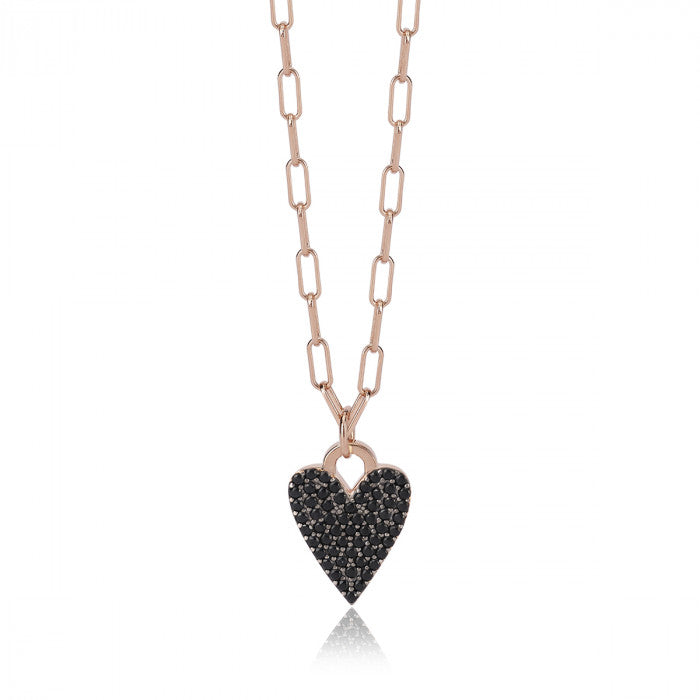 Collier coeur pavé noir