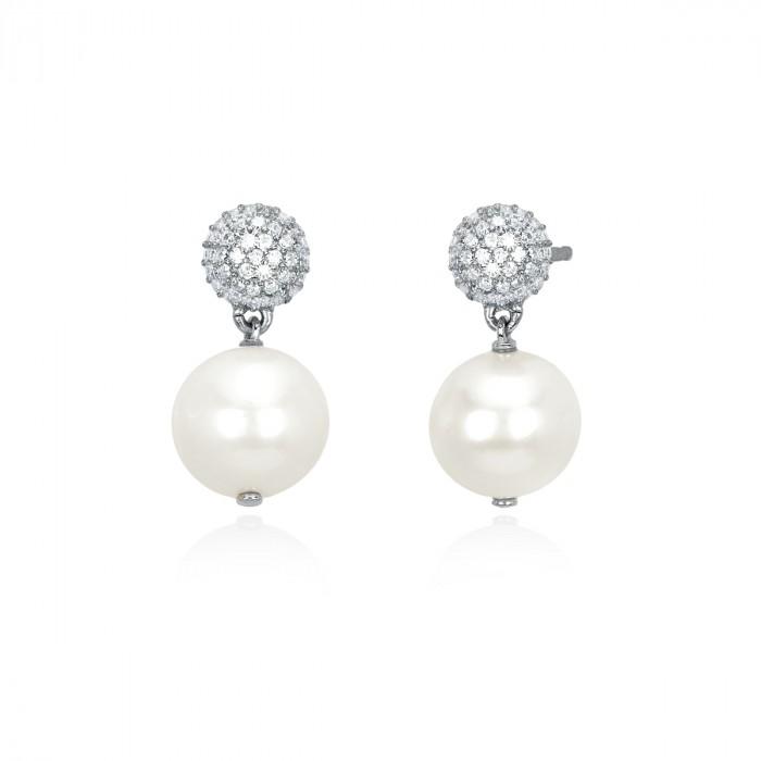 Orecchini pavè strass pendente perla - gioielleriaperdichizzi.it