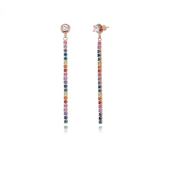 Orecchini rosè pendenti strass colorati - gioielleriaperdichizzi.it