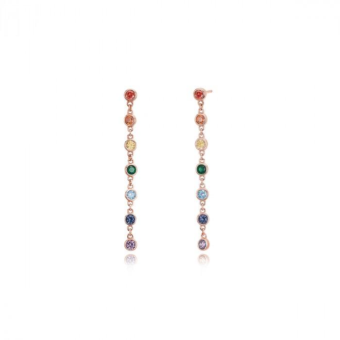 Orecchini rosè pendenti strass colorati - gioielleriaperdichizzi.it
