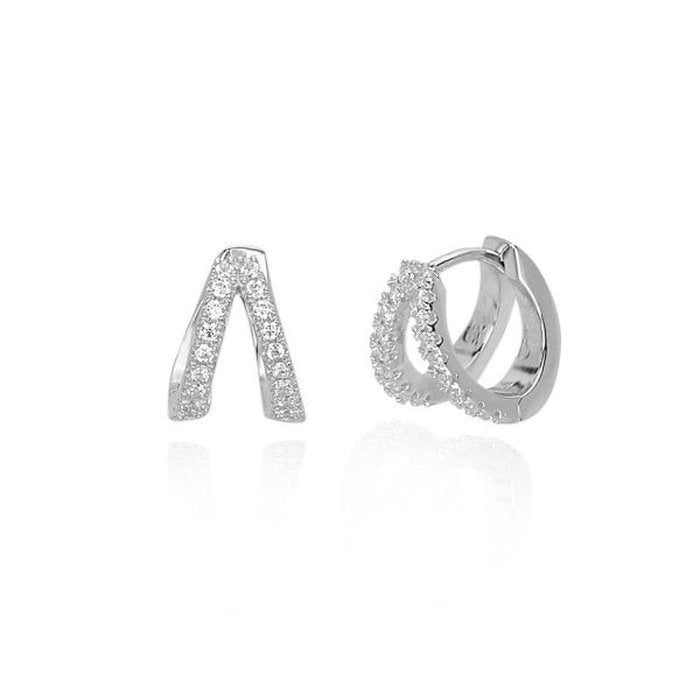 BOUCLES D'OREILLES DOUBLE CRÉOLE AVEC PIERRES