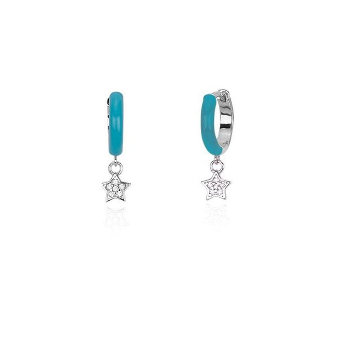 BOUCLES D'OREILLES AVEC ÉMAIL TURQUOISE ET ÉTOILE