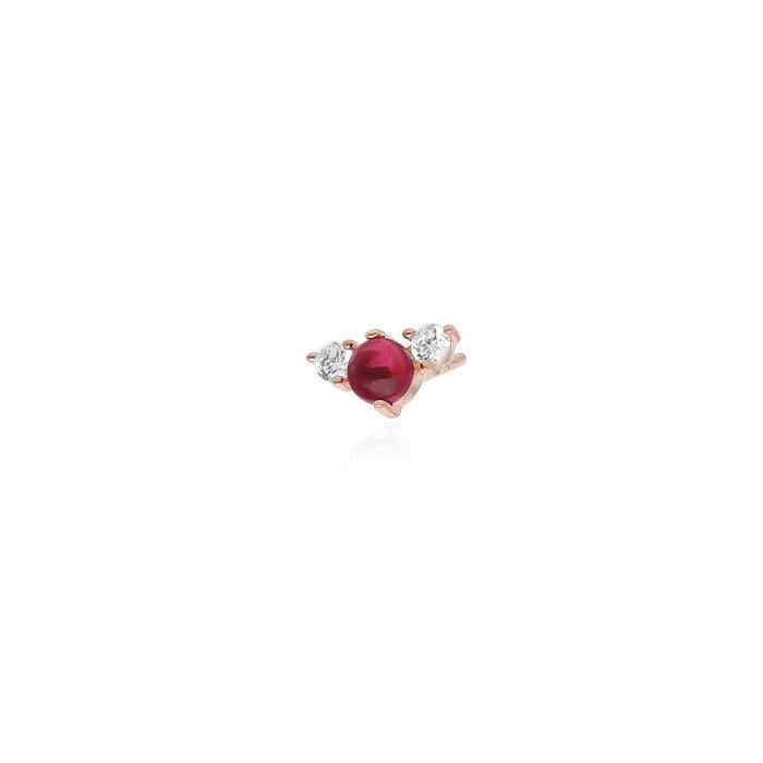 BOUCLE D'OREILLE UNIQUE COULEUR RUBIS