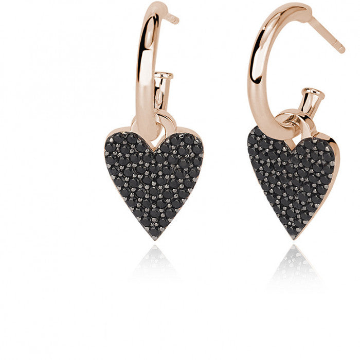 BOUCLES D'OREILLES COEUR PAVÉ ROSÉ