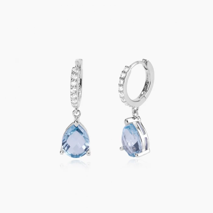 BOUCLES D'OREILLES PENDANTES EN TOPAZE BLEUE