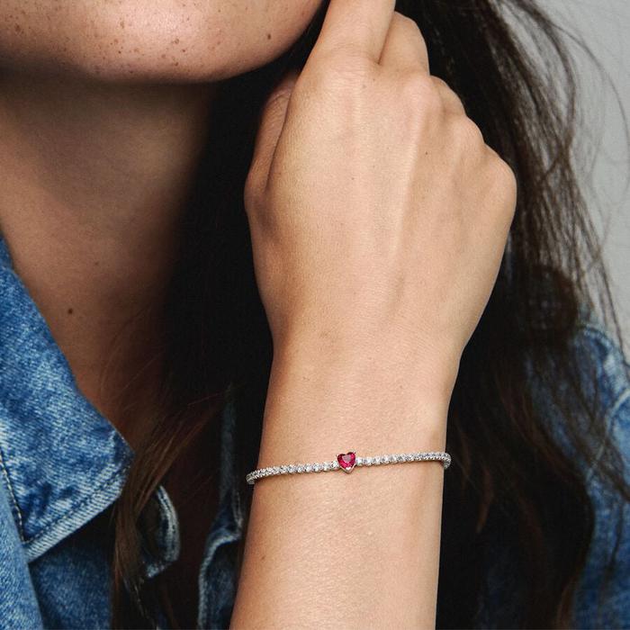 Bracciale Tennis con Cuore Rosso