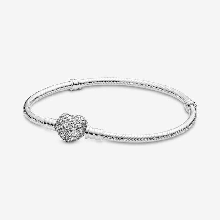 Bracciale con Chiusura a Cuore Pavè