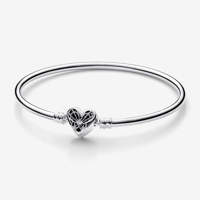 Bracciale Rigido con Chiusura a Cuore e Farfalla