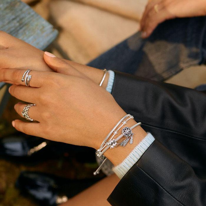Bracciale Pandora Moments con maglia snake e chiusura regolabile