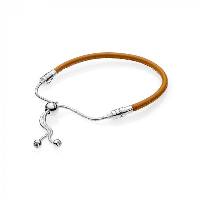 Bracelet Pandora Moments en cuir marron avec fermoir réglable