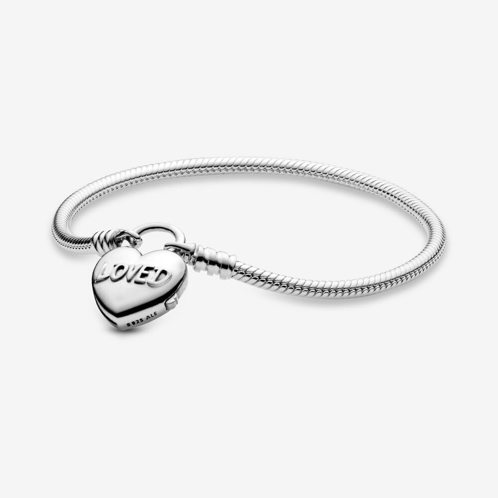 Bracciale Pandora Moments con maglia snake e chiusura a lucchetto con cuore