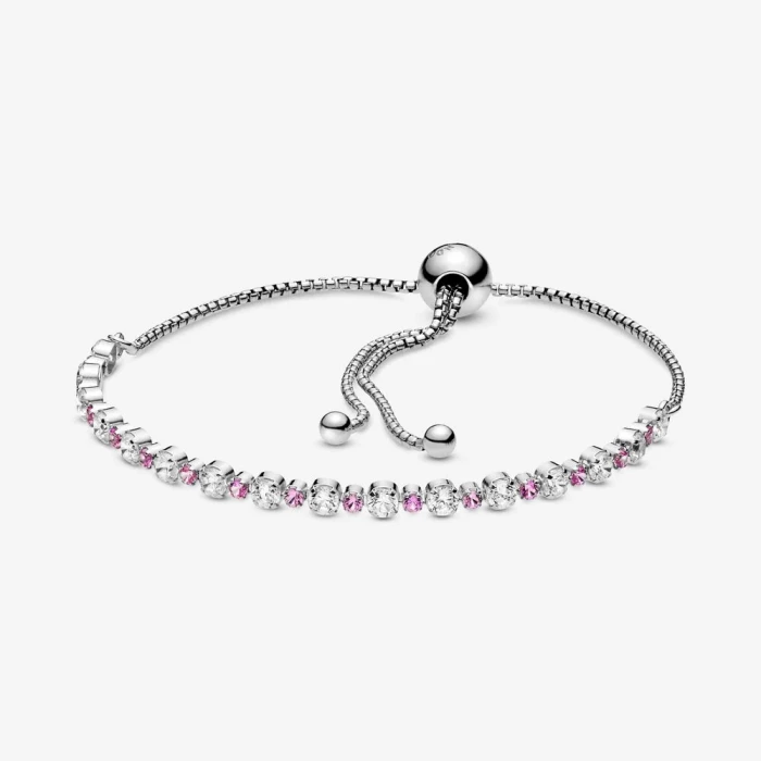 Bracciale scintillante rosa e bianco con chiusura regolabile