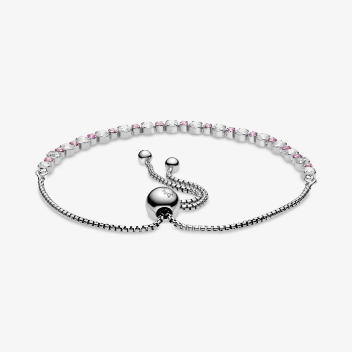 Bracciale scintillante rosa e bianco con chiusura regolabile