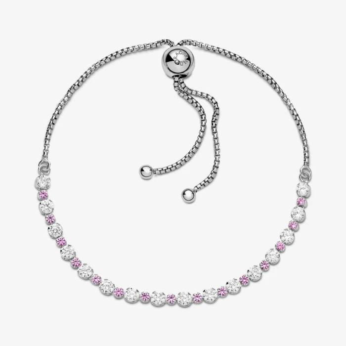 Bracciale scintillante rosa e bianco con chiusura regolabile