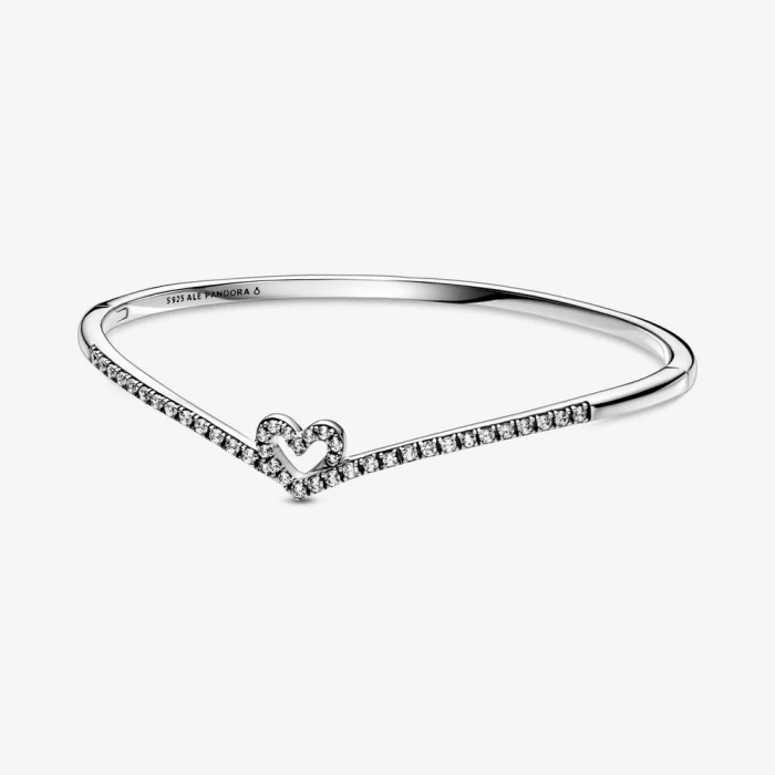 BRACCIALE RIGIDO CON CUORE CHEVRON SCINTILLANTE