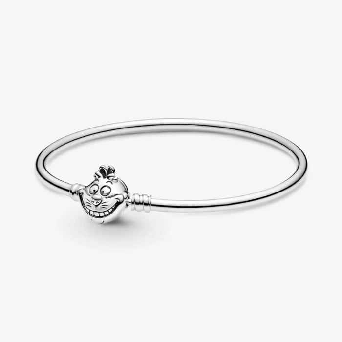Alice nel paese delle meraviglie Disney, bracciale rigido Pandora Moments con chiusura Stregatto