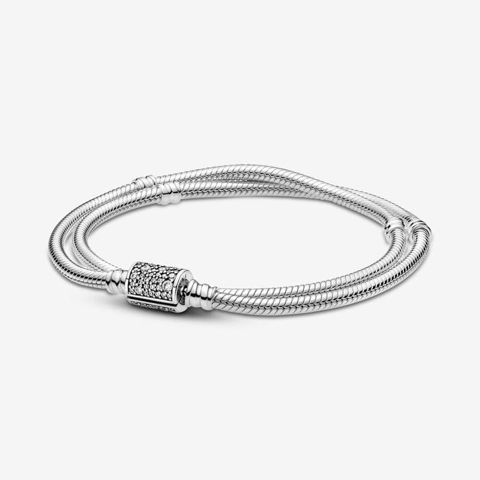 Doppio Bracciale con Chiusura Pavè