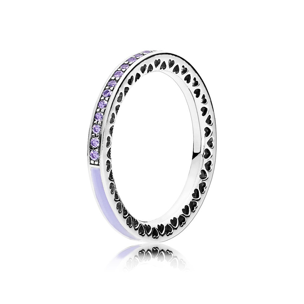 Anello cuori radiosi viola