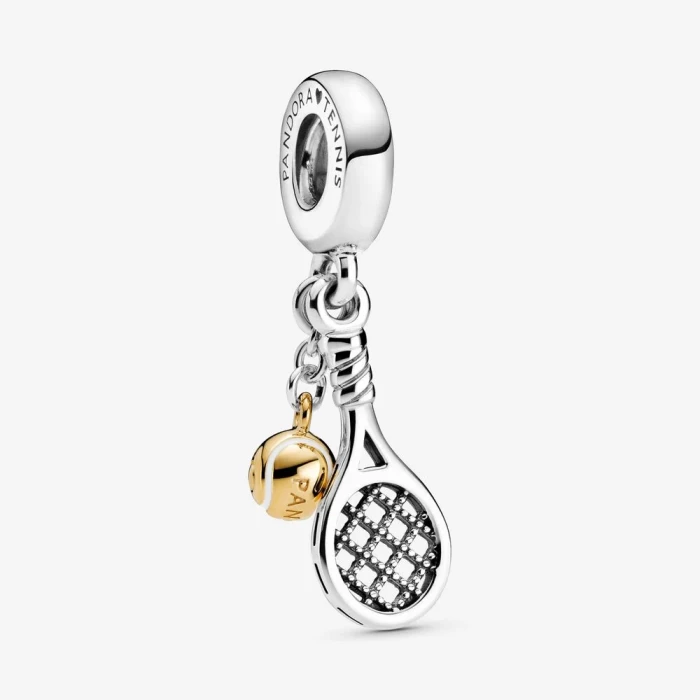 Charm pendente con racchetta e pallina da tennis