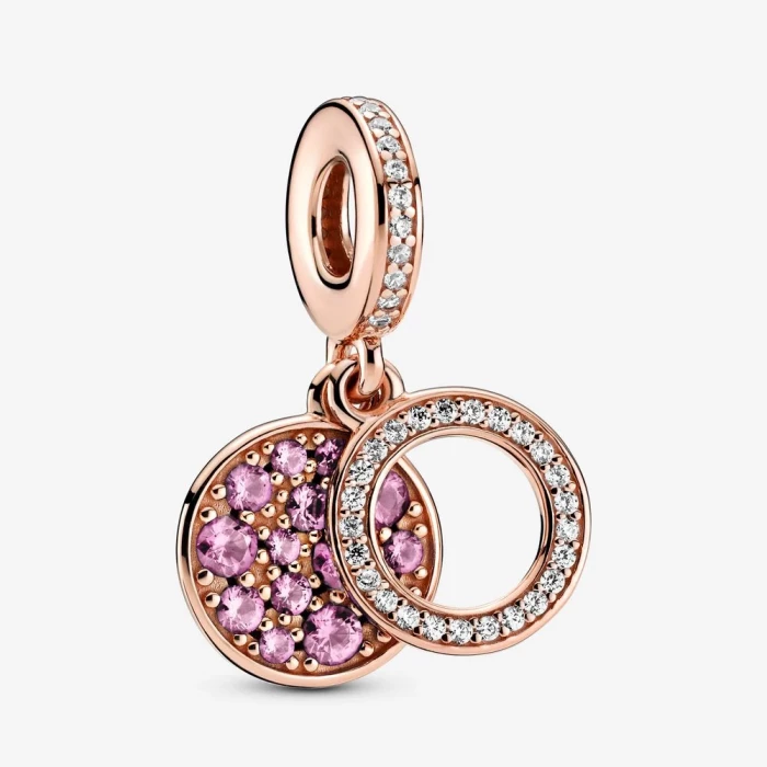 Double Dangle Charm with Sparkling Pink Disc