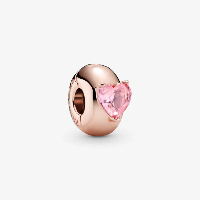 Clip con solitario a cuore rosa