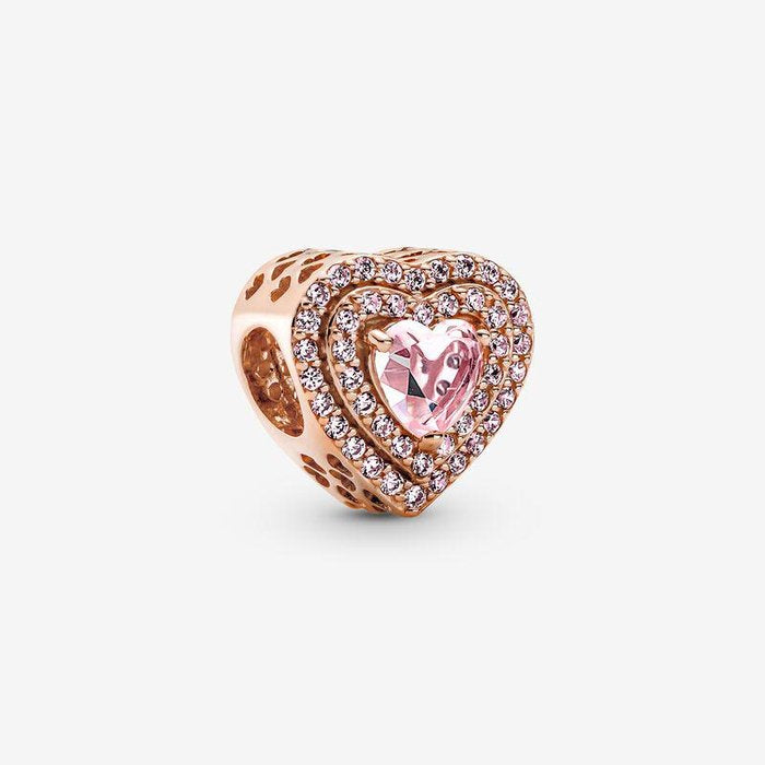 Charm Cuore Pietre Rosa