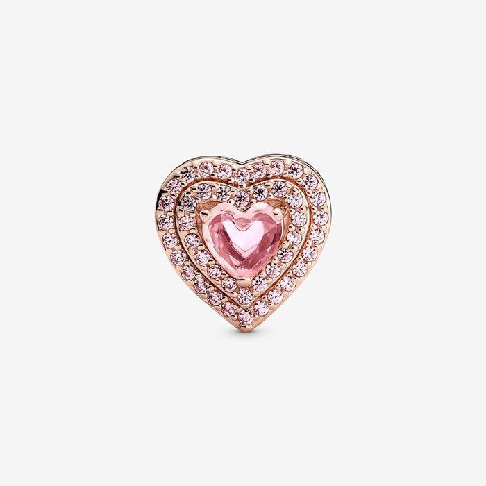 Charm Cuore Pietre Rosa