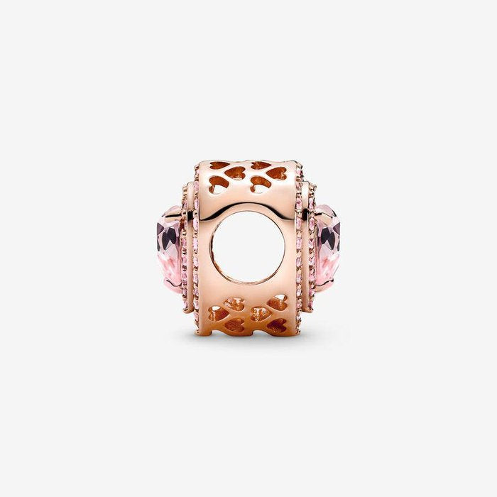 Charm Cuore Pietre Rosa