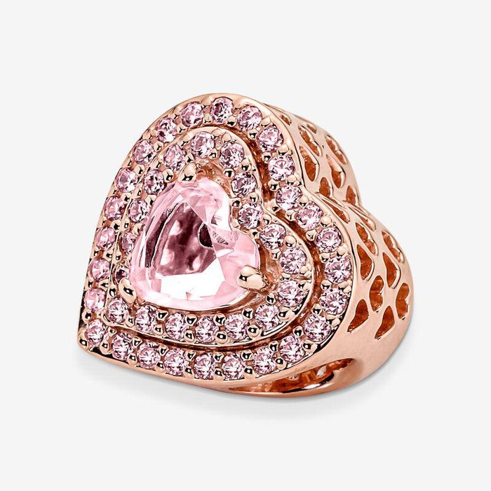 Charm Cuore Pietre Rosa