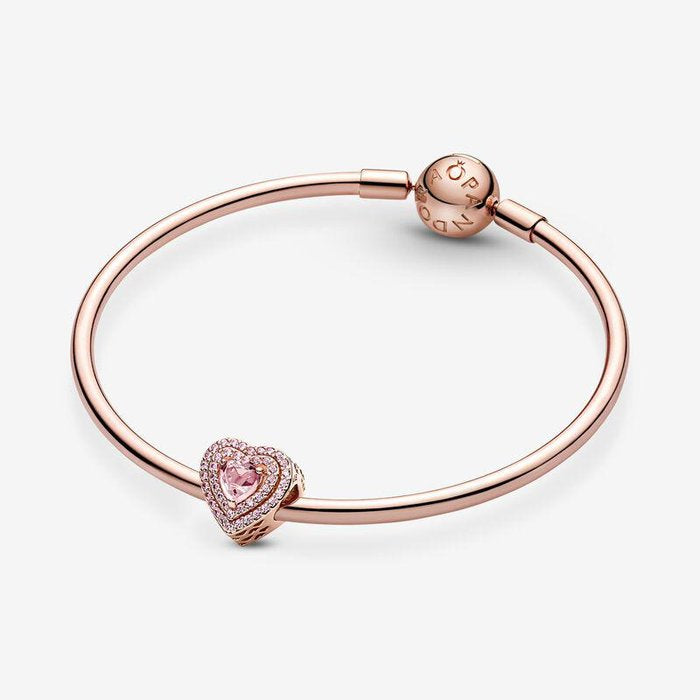 Charm Cuore Pietre Rosa