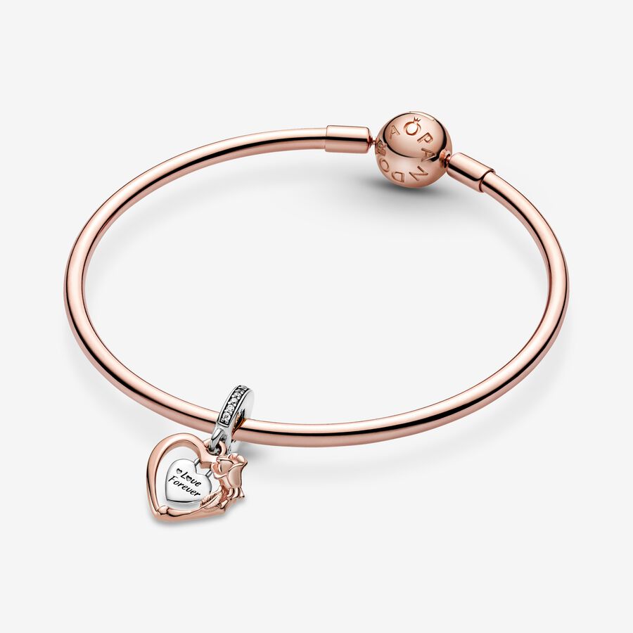 Charm Pendente Cuore e Rosa